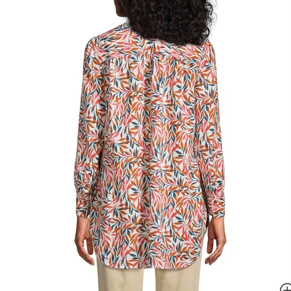 Lands' End Womens Tunic Top Size L 100% Linen Long Sleeve Pockets Resort Beach - Picture 4 of 11